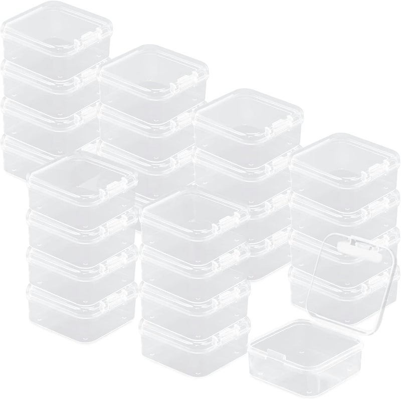 Rocutus 24 Pack Small Clear Plastic Storage Containers with Lids,Beads Storage Box with Hinged Lid for Beads,Earplugs,Pins, Small Items, Crafts, Jewelry, Hardware (1.8 x 1.8 1x 0.8 Inches) - Image 1